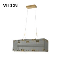 Hot Sale Contemporary Design Modern indoor Decorative yellow bronze brushed cage light Led Pendant Lamp