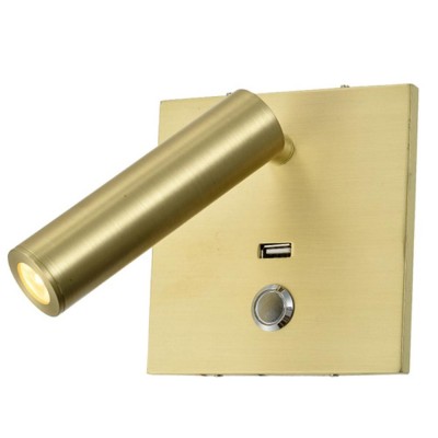 Zhongshan Hotel Design Decor Warm Light Gold Modern Decor Led Wall Light With Usb Charging Port